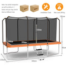 14 x 8FT 200 kg Weight Capacity Outdoor Kids Trampoline ASTM Certified Rectangular Trampoline with Enclosure Net, Safety Net and Ladder