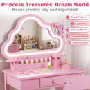 Kids Vanity with Lights, Princess Makeup Dressing Desk