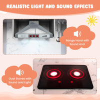 INFANS Corner Kids Kitchen Playset with Real Running Water Circulation Realistic Light Sound Stove Storage Cabinet