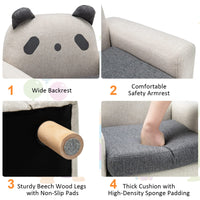 Kids Sofa Wooden Armrest Chair Couch with Thick Cushion Beech Legs