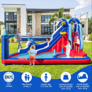 Inflatable Water Slide, Dolphin Theme Kids Bounce House Water Park w/Long Slide