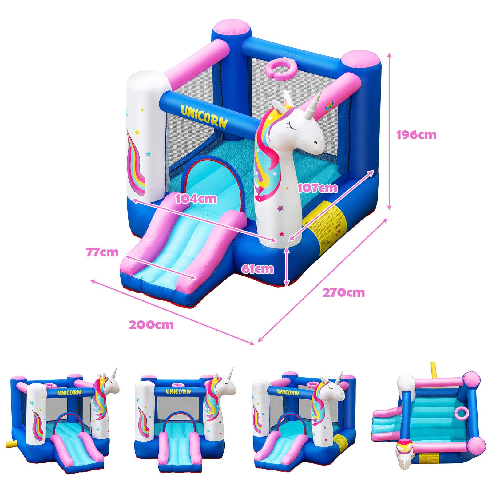 HONEY JOY Inflatable Bounce House, 3 in 1 Jumping Castle for Kids Indoor Outdoor Party (with Blower)