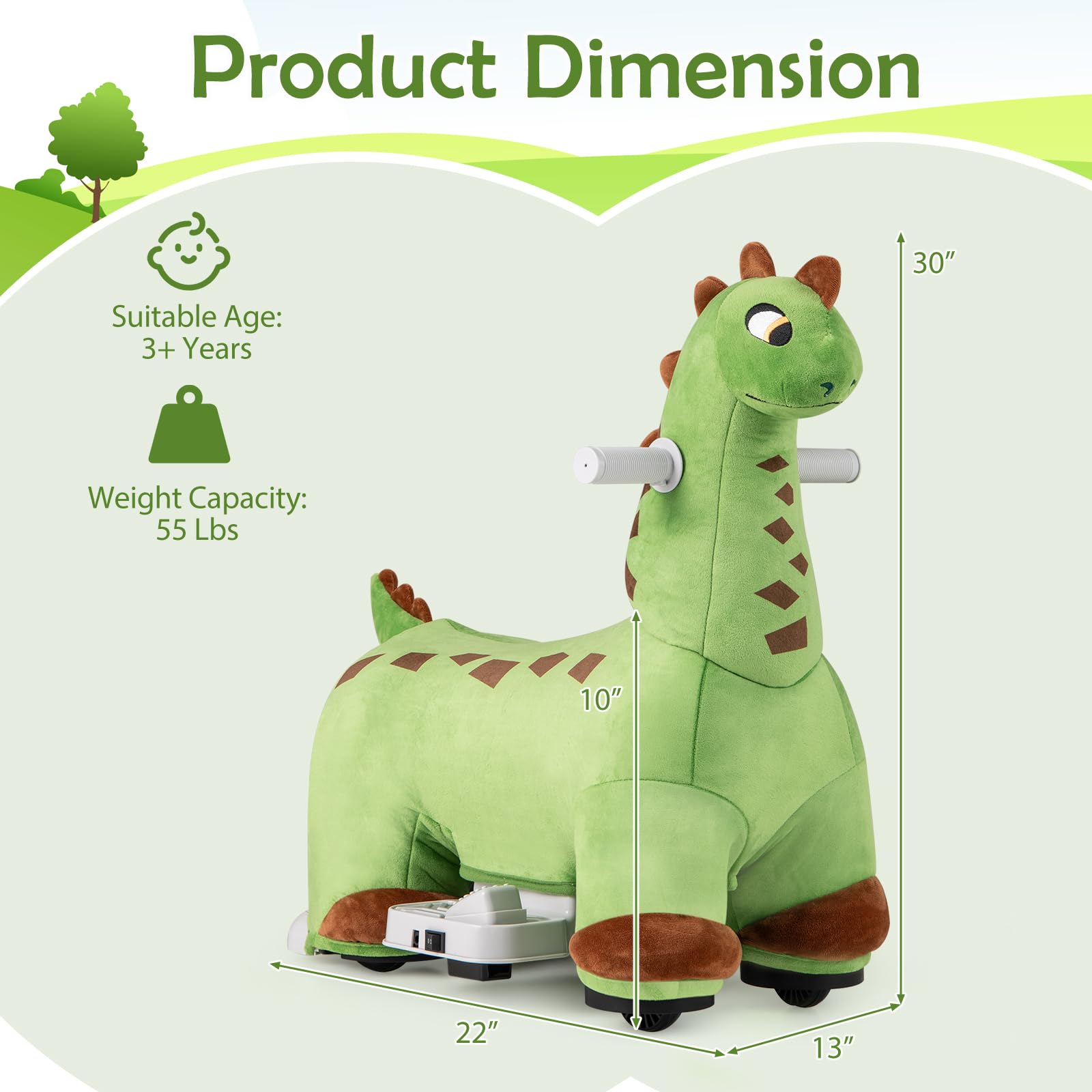 Ride on Toys, 6V Electric Battery Powered Electric Ride on Dinosaur with Music