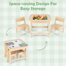INFANS Kids Table and Chair Set, 3 in 1 Wooden Activity Table with Removable Blackboard and Whiteboard