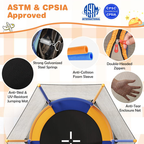 Trampoline for Kids Birthday, 48" Mini Trampoline with Safety Enclosure Net