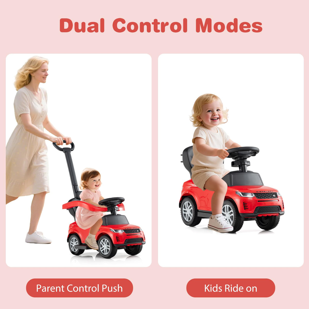 Push Car for Toddlers, 3 in 1 Licensed Landrover Baby Ride on Toy