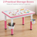 Kids Table and 4 Chairs Set, Height Adjustable Children Activity Desk with Graffiti Desktop 2 Storage Boxes
