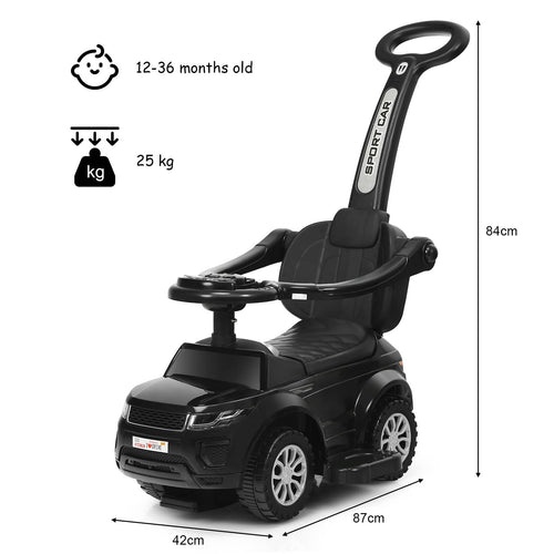 3 in 1 Kids Ride On Push Car, Stroller Sliding Walking Car with Horn, Music, Light