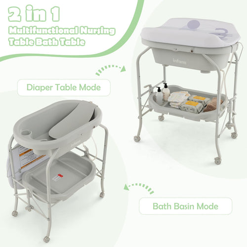 INFANS 2 in 1 Baby Changing Table with Bath Tub Unit