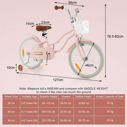 Kids Bike, 18 Inch Boys Girls Bike for 3-8 Years w/Training Wheels, Adjustable Handlebar & Seat