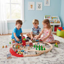 Train Table, 84 Pieces Wooden Kids Activity Toy Table Playset with Reversible Detachable Tabletop