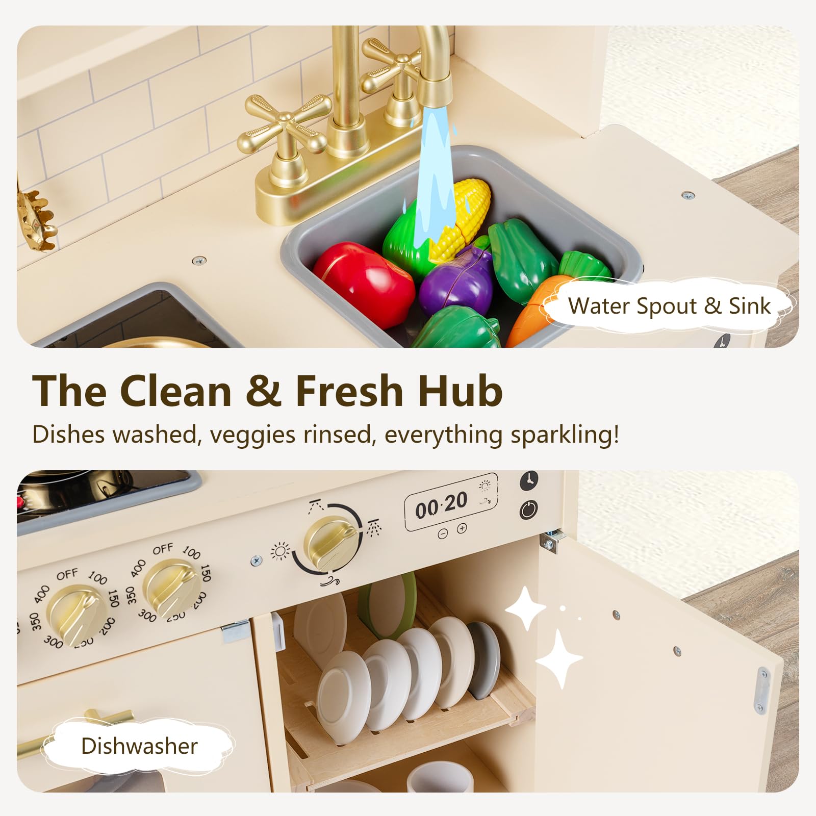 Play Kitchen for Kids with Realistic Lights and Sounds