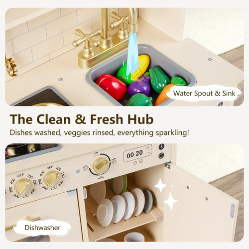 Play Kitchen for Kids with Realistic Lights and Sounds
