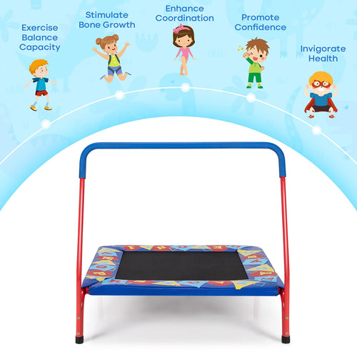 36” Square Toddler Trampoline, 150kg Load Mini Kids Trampoline, Indoor Outdoor Fitness Rebounder