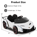 12V 4WD Licensed Lamborghini Veneno Powered Electric Vehicle with Hydraulic Doors, Rocking Mode, Adjustable Speeds, Remote Control, MP3, Headlight