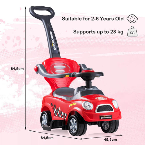3-in-1 Ride On Push Car, Foot-to-Floor Toddler Walking Car w/Anti-Back-Tipping Design, Sliding Car for 2-6 Years