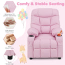 Kids PU Leather Recliner with Cup Holder and Footrest