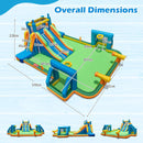 Inflatable Water Slide, Kids Blow up Water Park w/2 Long Slides, Climbing Walls, Splash Pool