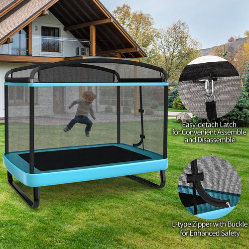 6FT Kids Recreational Trampoline, 2-in-1 Outdoor Toddler Trampoline w/Swing