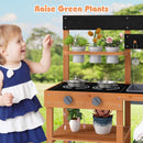 INFANS Mud Kitchen, Outdoor Play Kitchen with Awning Faucet Stoves Cooking Accessories
