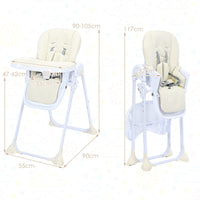 Baby High Chair Folding Highchair for Toddlers w/Adjustable Height