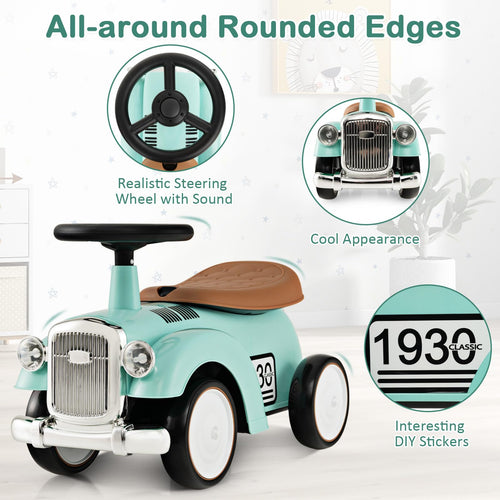 Retro Kids Ride-on Toy, Kids Vehicle Toy w/Under Seat Storage, Foot to Floor Riding Car for Boys Girls 18-36 Months