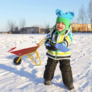 Kids Wheelbarrow, Children Steel Garden Wheelbarrow w/Non-Slip Handle, Wearable Wheels