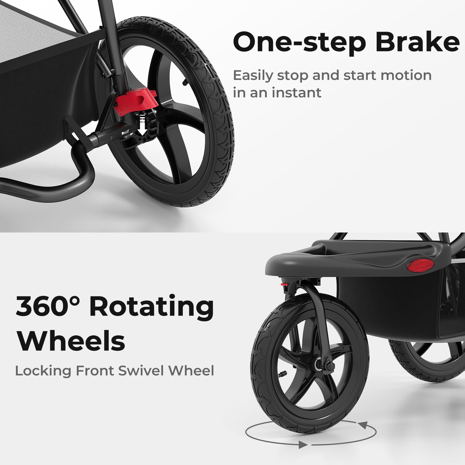 INFANS Jogging Stroller, Foldable Jogger with Air-Filled Tires Shock Absorbing Suspension