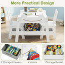 INFANS Kids Table and Chair Set, 4 in 1 Wooden Activity Desk