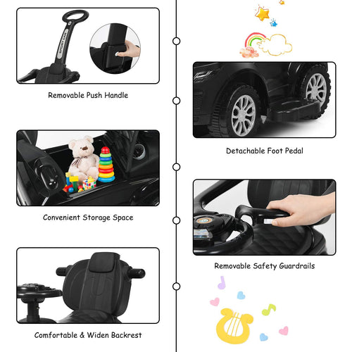 3 in 1 Kids Ride On Push Car, Stroller Sliding Walking Car with Horn, Music, Light