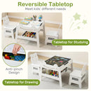 INFANS Kids Table and Chair Set, 4 in 1 Wooden Activity Desk