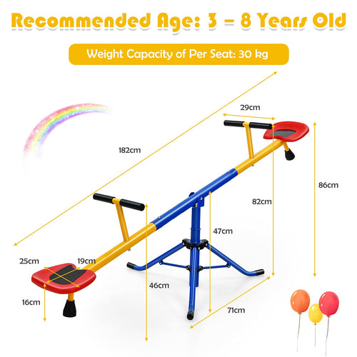 Kids Seesaw, Swivel Teeter Totter Playground Equipment for Children w/360 Degree Rotation
