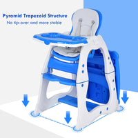 Baby High Chair 3 in 1 Infant Table and Chair Set Convertible Booster Seat with 3-Position Adjustable Feeding Tray