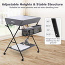 INFANS Baby Changing Table with Wheels Portable Folding Diaper Station Nursery Organizer with Storage Basket