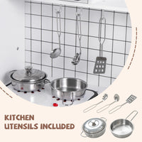 INFANS Play Kitchen for Kids, Wooden Kids Play Kitchen Playset with Realistic Light & Sounds