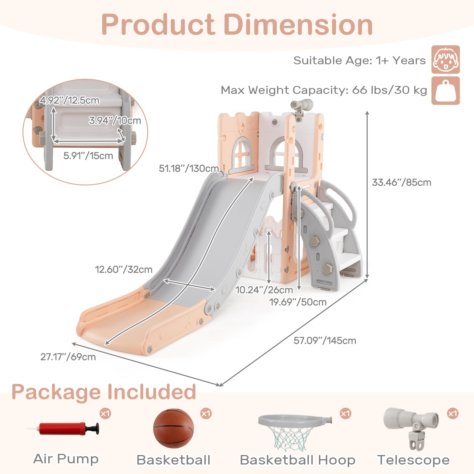 Toddler Slide, 6 in 1 Kids Indoor Outdoor Playground