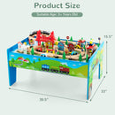 INFANS Train Table, 84 Pieces Wooden Kids Activity Toy Table Playset