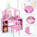 2-in-1 Kids Vanity Table and Chair Set with Removable Mirror