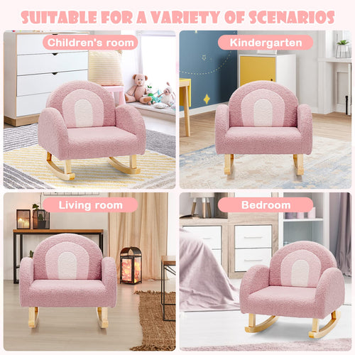 INFANS Kids Sofa Toddler Rocking Chair with Solid Wooden Frame, Anti-Tipping Design