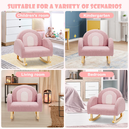 INFANS Kids Sofa Toddler Rocking Chair with Solid Wooden Frame, Anti-Tipping Design