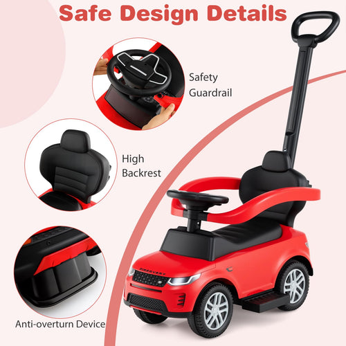 Push Car for Toddlers, 3 in 1 Licensed Landrover Baby Ride on Toy