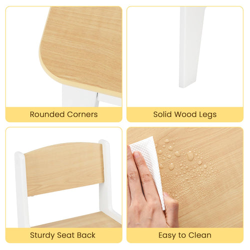 INFANS Kids Table and Chair Set, Toddler Art Craft Play Wood Activity Desk with 2 Chairs