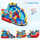 Nautical Themed Bounce House Water Park with Slide, Splash Pool, Climbing Wall, Water Gun, Outdoor Jumping Castle with Hose, Carry Bag, Repairing Kit, Stakes