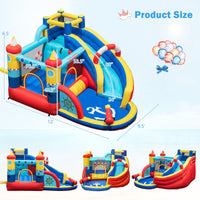 Nautical Themed Bounce House Water Park with Slide, Splash Pool, Climbing Wall, Water Gun, Outdoor Jumping Castle with Hose, Carry Bag, Repairing Kit, Stakes