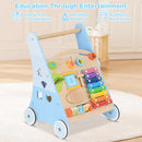INFANS Wooden Baby Walker, Montessori Walker with Multiple Activity Toys