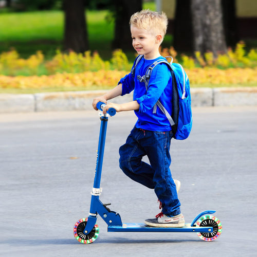 Kids Folding Kick Scooter, Scooter for Toddlers w/3 Adjustable Heights, 2 Light Up Flashing Wheels & Rear Brake System