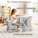 INFANS Kids Adjustable Table & Chair Set with Drawing Board for 3+