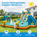 Inflatable Water Slide, Kids Blow up Water Park w/2 Long Slides, Climbing Walls, Splash Pool