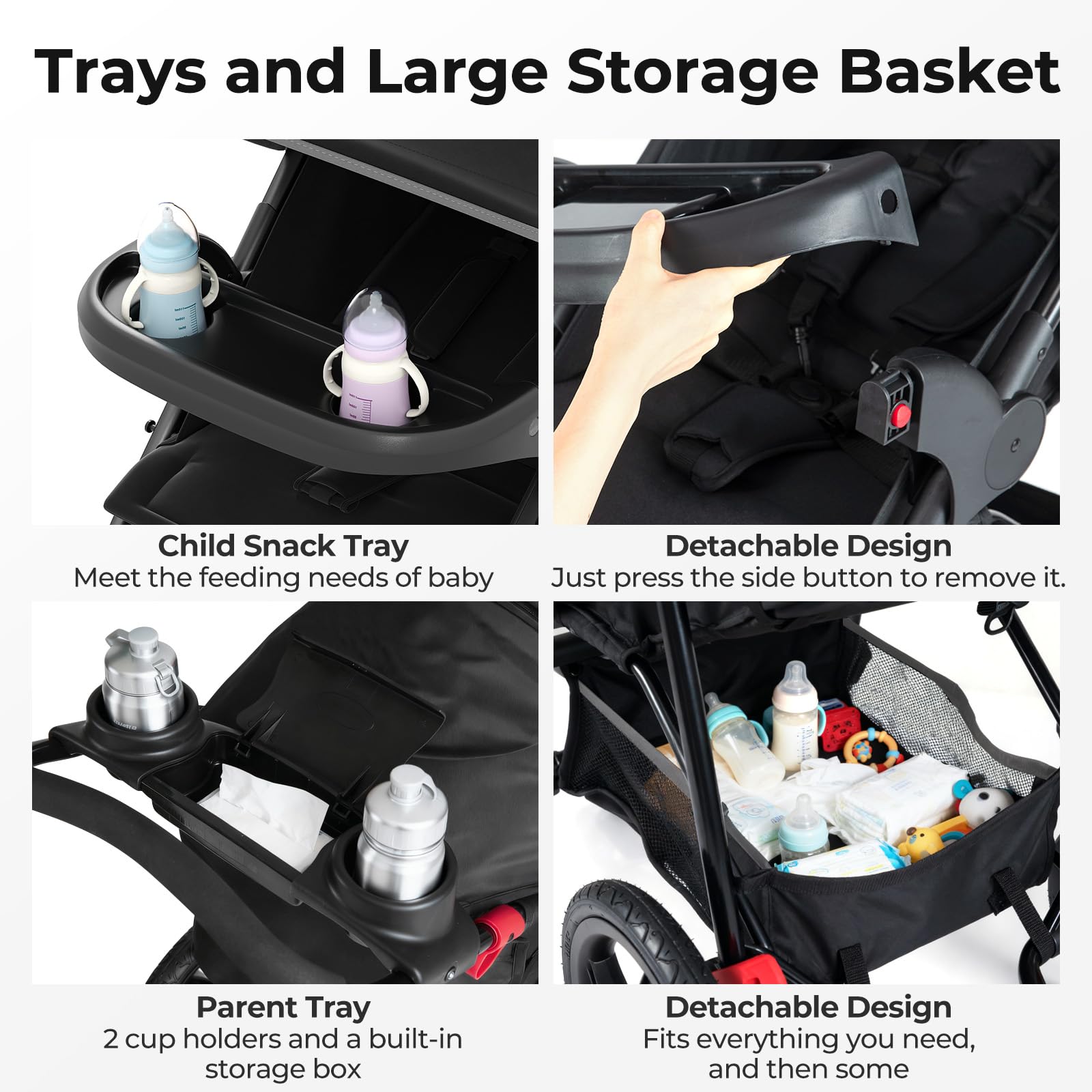INFANS Jogging Stroller, Foldable Jogger with Air-Filled Tires Shock Absorbing Suspension