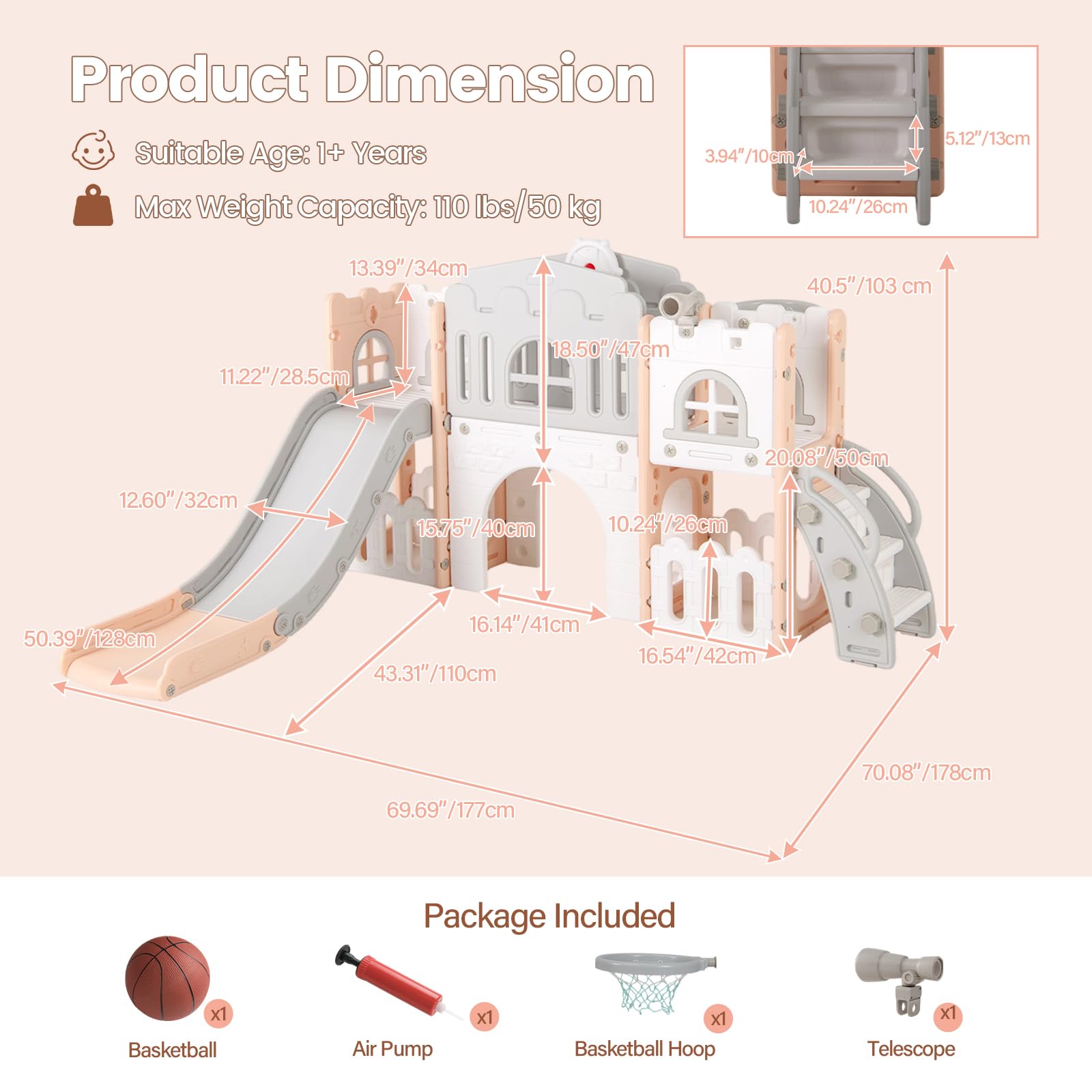 Toddler Slide, 9 in 1 Kids Indoor Outdoor Playground